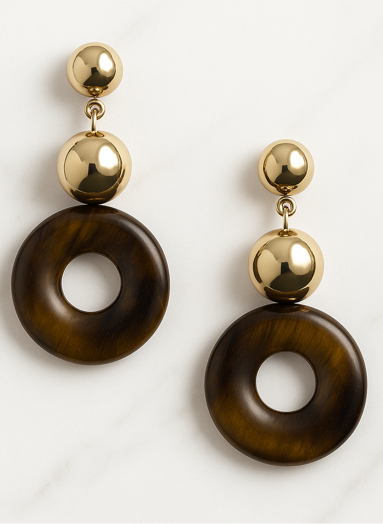 Espresso Gold Statement Earrings