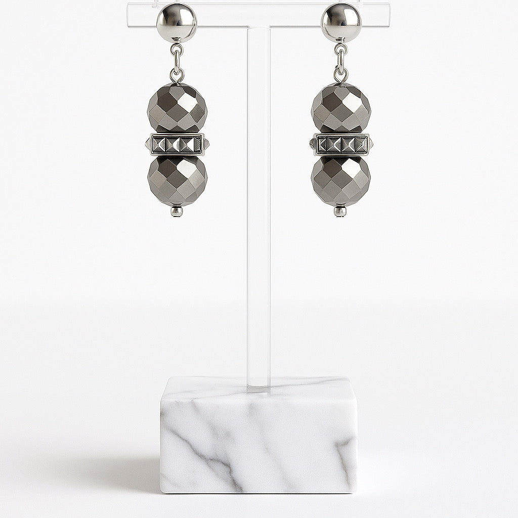 Edgy Chrome Drop Earrings
