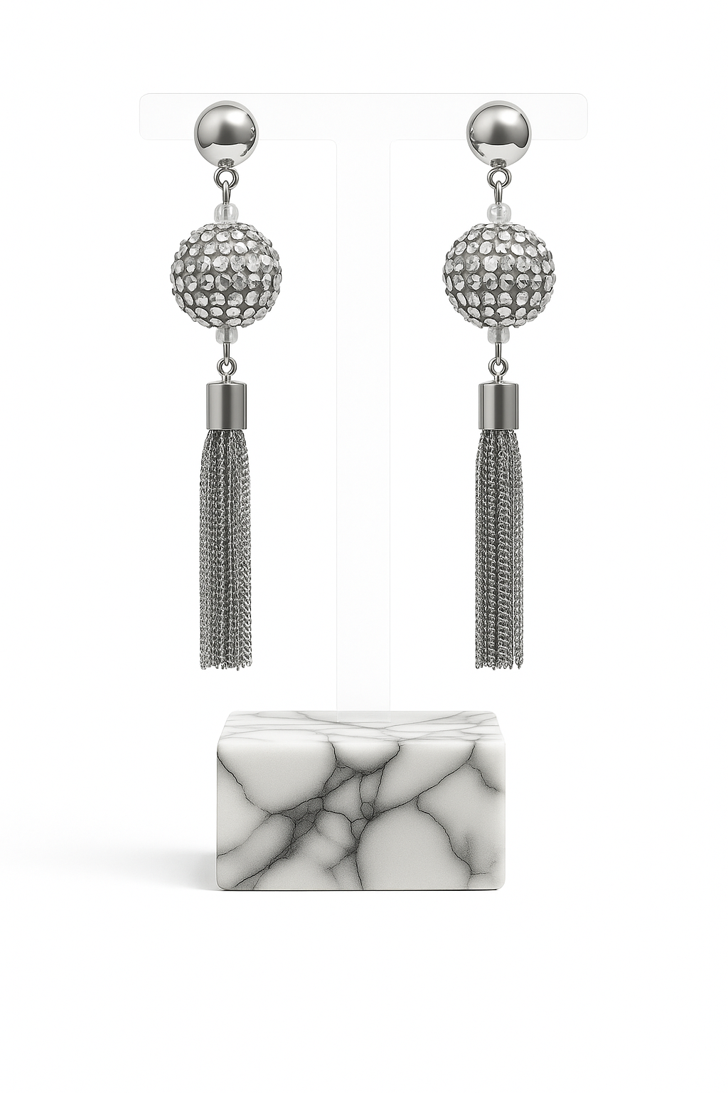 Ice Crystal Tassel  Drop Earrings